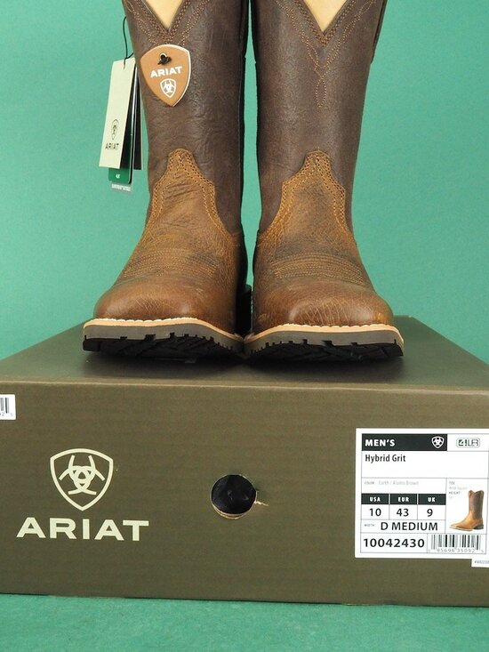 NEW Ariat Hybrid Grit Western Boot Mens 10 D Medium Earth/Alamo Brown Square Toe main image 14